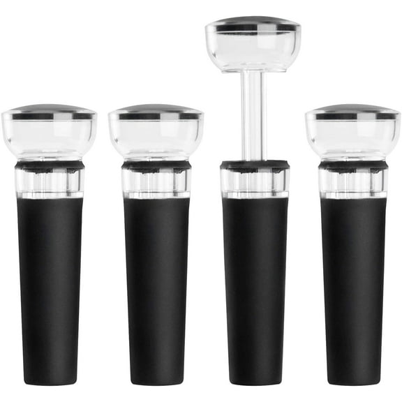 Wine Stoppers 4 PACK Vacuum Wine Stopper, Silicone Bottle Stoppers with Built-in Vacuum Wine Saver Pump Food-safe Silicone Caps