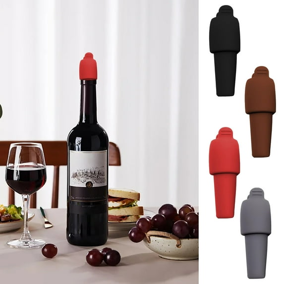 Wine Stoppers Beverage Bottle Sealer Soft Silicone Wine Bottle Stoppers Corks with Grip Top for Keeping Wine Champagne Fresh, 4 Pieces in 4 Colors
