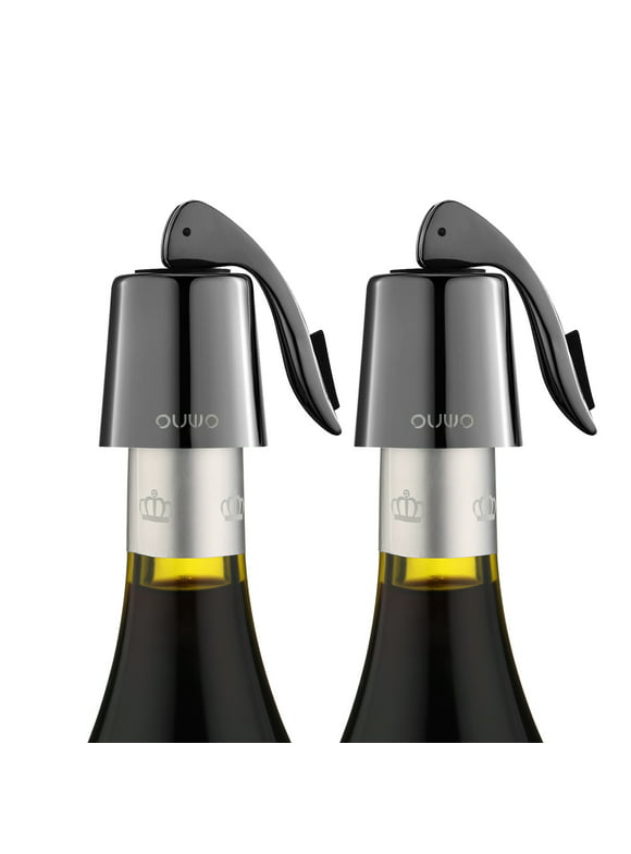 Wine Stoppers, Stainless Steel Wine Bottle Stopper Plug with Silicone, Reusable Wine Saver  (Black 2 Pack)