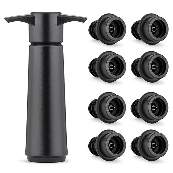 Wine Stoppers Vacuum with Pump,Wine Pump and Wine Vacuum Stopper,Reusable Wine Vacuum Pump with 6 Stoppers,Air Remover Pump for Standard Wine Bottles,Wine Stoppers for Wine Bottles,(Black,6.1 in)