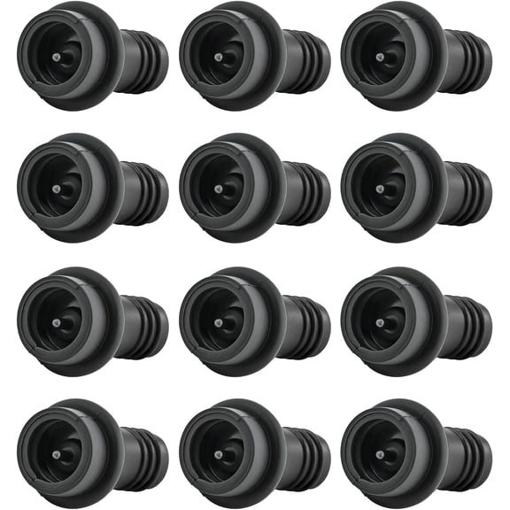 Wine Stoppers Vacuum, Silicone Wine Saver & Preserver, Reusable Bottle Sealer, Keep Fresh (Black, 12 Pieces)