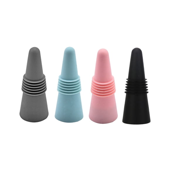 Wine Stoppers and Beverage BottleStoppers, Silicone Set of 4