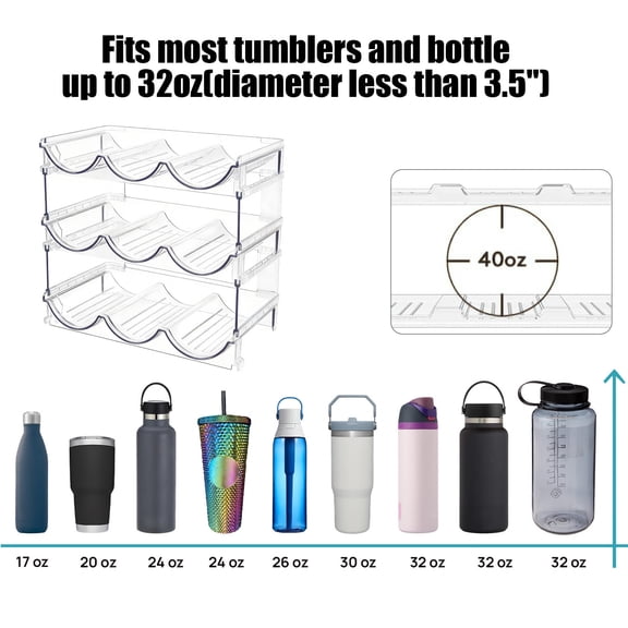 Wine Storage Rack - Stackable Clear Plastic, Space-saving Organization, Visible Pantry & Bar Storage for Bottles