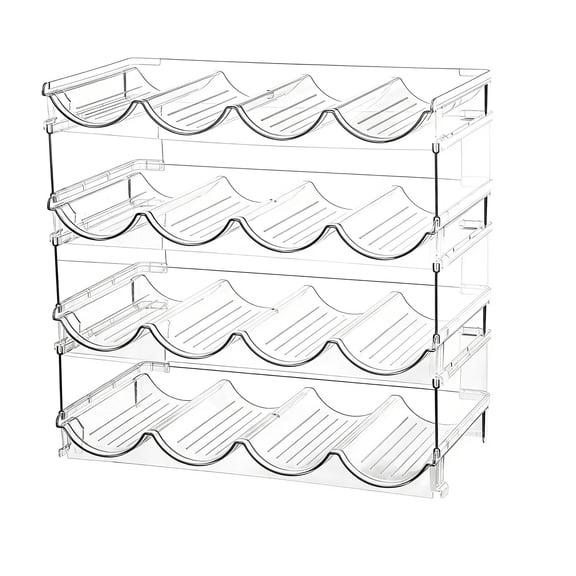 Wine Storage Rack, Water Bottle Organizer, Clear Plastic Cup Shelf, Stackable Beverage Holder, Space Saving Kitchen Storage for Wine, Beer, and Bottles