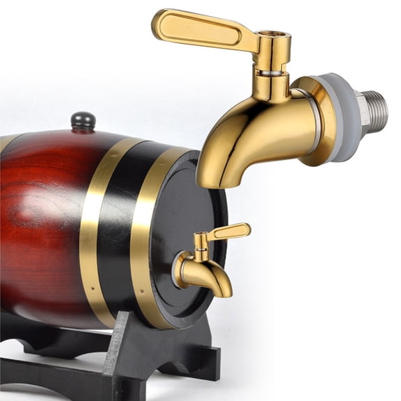 Wine Tap Dispenser 304 Stainless Steel With Ball Valve 16Mm Spigot Faucet For Wine Barrels Jars Smooth Flow Leak-Free Design For Juices Beverages(Mirror gold（16mm）)
