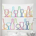 thumbnail image 1 of Wine Tapestry, Colorful Outline Bottles and Glasses Bar Party Drink Cocktails Modern Fun Pattern, Fabric Wall Hanging Decor for Bedroom Living Room Dorm, 5 Sizes, Multicolor, by Ambesonne, 1 of 1