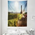 thumbnail image 1 of Wine Tapestry, White Wine with Barrel on Famous Vineyard in Chianti Tuscany Agriculture, Wall Hanging for Bedroom Living Room Dorm Decor, 60W X 80L Inches, Green Brown Pale Blue, by Ambesonne, 1 of 2