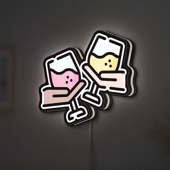 Wine Tasting 3D Novelty Light Box, Social Sip Decor for Dining Rooms and Wine Bar Corners (Height 8 inch, 20cm)