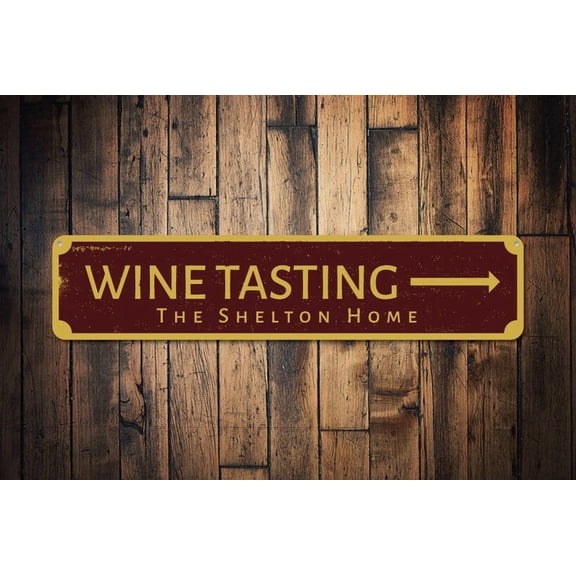 Wine Tasting Arrow Sign Family Name Decor Home Bar Sign Custom Wine Bar Decor Metal Wine Sign - Wine Decor - Size: 16 x 4 Inches