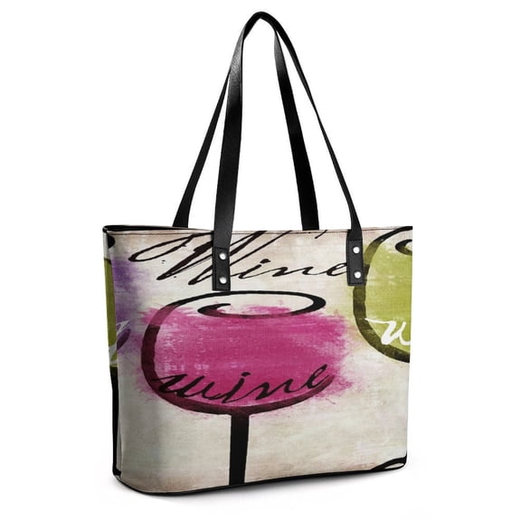 Wine Tasting III Woman Leather Handbags Large Tote Bag Fashion Portable Handbags With Zipper