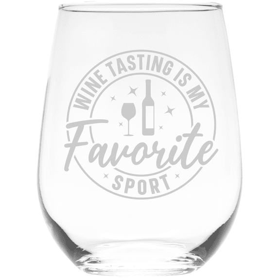 C&M Personal Gifts 17 oz Wine Tasting Is My Favorite Sport Stemless Wine Glasses