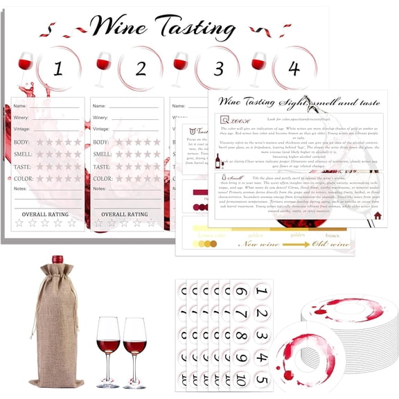 Wine Tasting Kit Wines Taste Place mats Notepad Brown Bags Guides Placemats Number Tags Tasting Parties, Tastings Clubs, and Wine Events