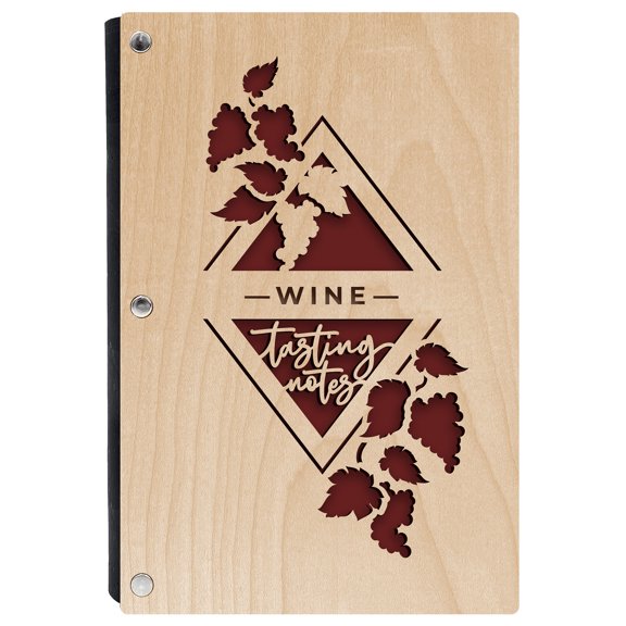 Wine Tasting Notes Journal, Personalized Notebook, Refillable Custom Tasting Notes Pages, Cork Binding, Unique Gift, Maple Wood Cover
