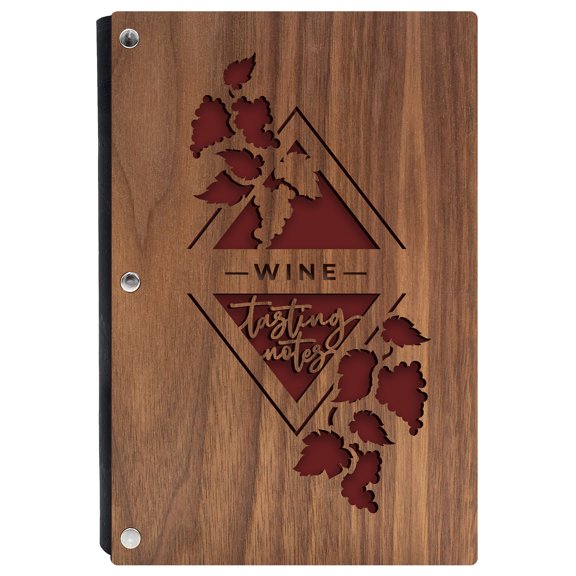 Wine Tasting Notes Journal, Personalized Notebook, Refillable Custom Tasting Notes Pages, Cork Binding, Unique Gift, Walnut Wood Cover