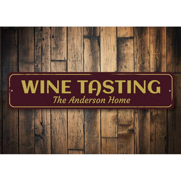 Wine Tasting Novelty Decor, Metal Wall Sign - 4x18 Inches
