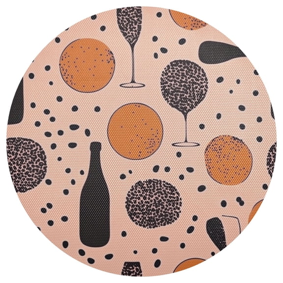Wine Themed Pattern 15.4in Diameter PVC Plate Mat, Heat-Resistant and Cuttable, Kitchen Decor