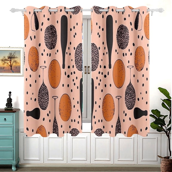 Wine Themed Pattern 63x55in Window Curtain Panels 63x55in 2-Piece Heavy Duty 80% Light Blocking