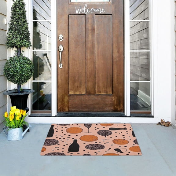Wine Themed Pattern Versatile Absorbent Door Mat, Non-Slip, Easy to Clean 32''x20''