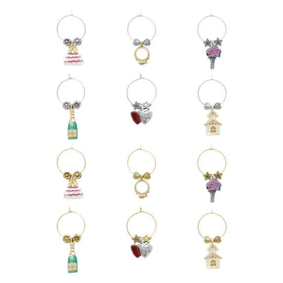 Wine Things 12-Piece I Do Wine Charms/Wine Glass Tags/Drink Markers for Stem Glasses