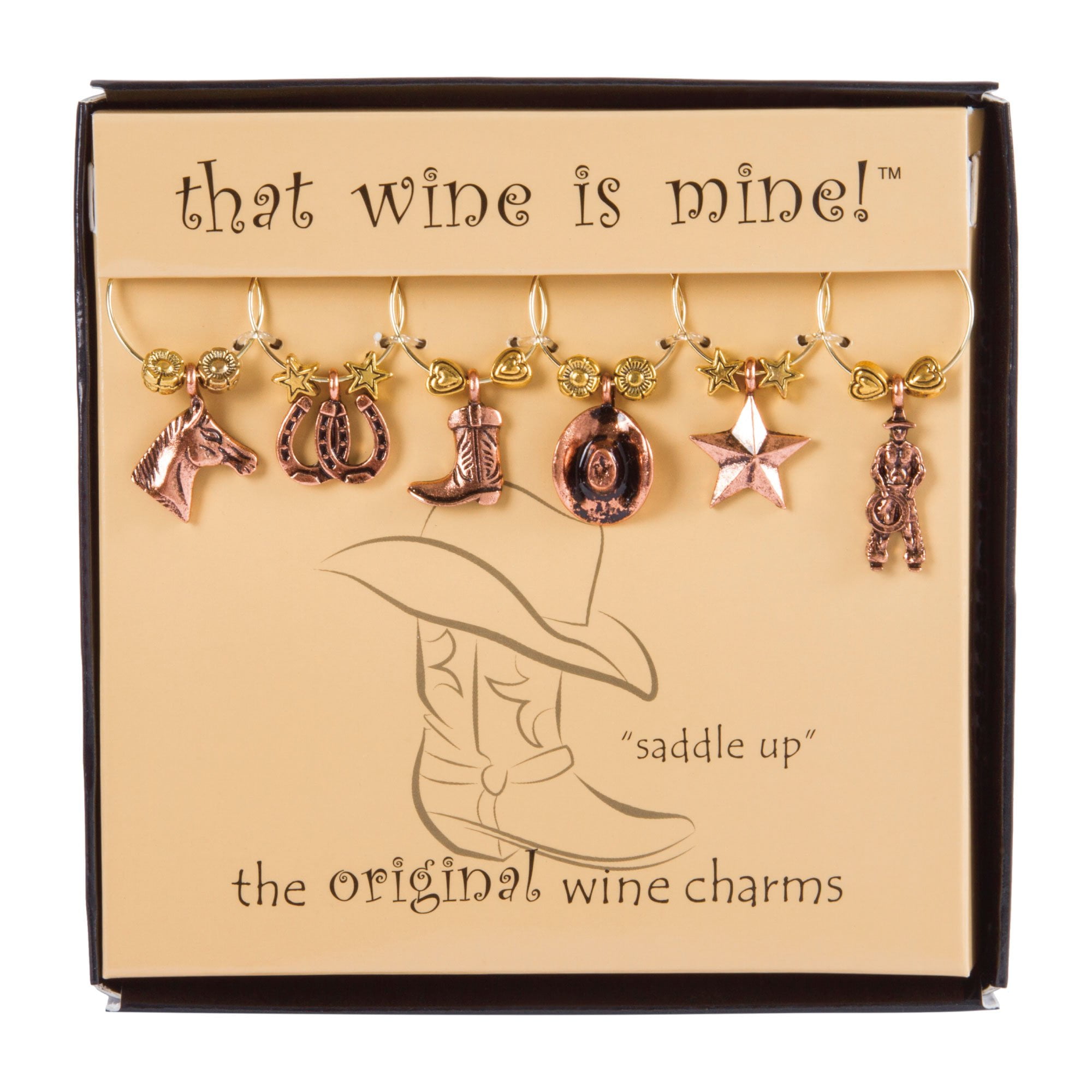 Twine Antiqued Farmhouse Decor Wine Charms and Drink Markers for Wine  Glasses, 6 Count