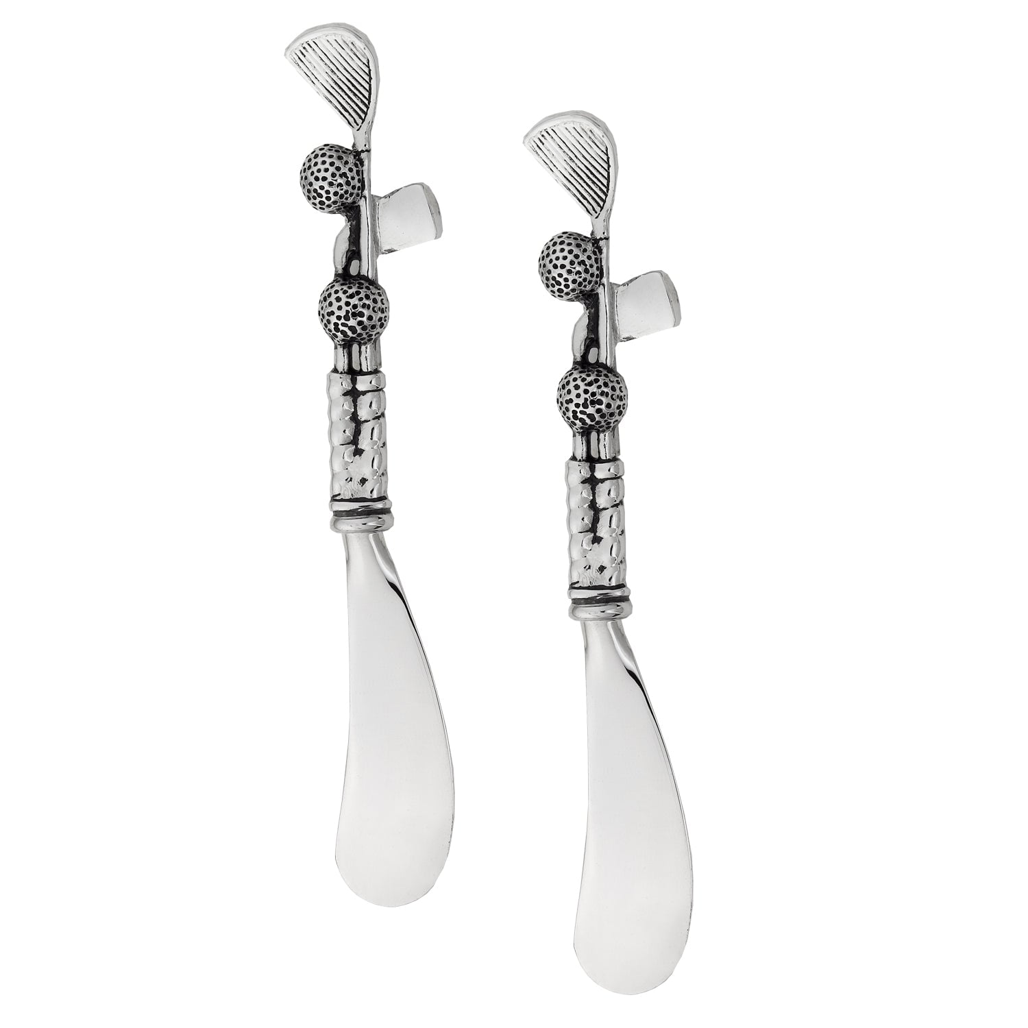 Golf Club Design Silver Zinc Alloy Cheese Spreaders, 5.5 Inches