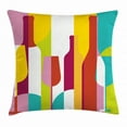thumbnail image 1 of Wine Throw Pillow Cushion Cover, Colorful Abstract Wine Bottle Glass Silhouettes Modern Party Drinks Geometric Design, Decorative Square Accent Pillow Case, 18 X 18 Inches, Multicolor, by Ambesonne, 1 of 2