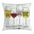 thumbnail image 1 of Wine Throw Pillow Cushion Cover, Four Main Types of Wine with Their Names Glasses Vintage Rustic Wood Backdrop Drawing, Decorative Square Accent Pillow Case, 24 X 24 Inches, Multicolor, by Ambesonne, 1 of 2