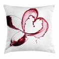 thumbnail image 1 of Wine Throw Pillow Cushion Cover, Heart Shape with Spilling Red Wine in Glasses Romantic Valentines Day Concept, Decorative Square Accent Pillow Case, 16 X 16 Inches, Burgundy White Pink, by Ambesonne, 1 of 1