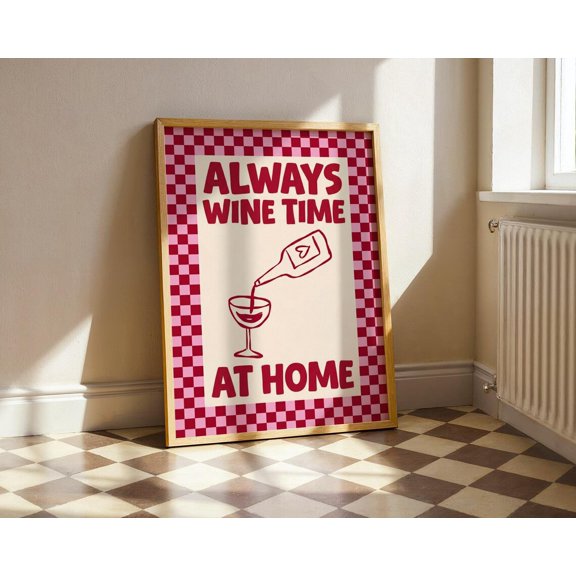 Wine Time Kitchen Wall Art Retro Bar Decor Home Decor