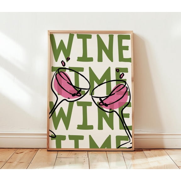 Wine Time Poster, Unframed Paper Poster 8x10in