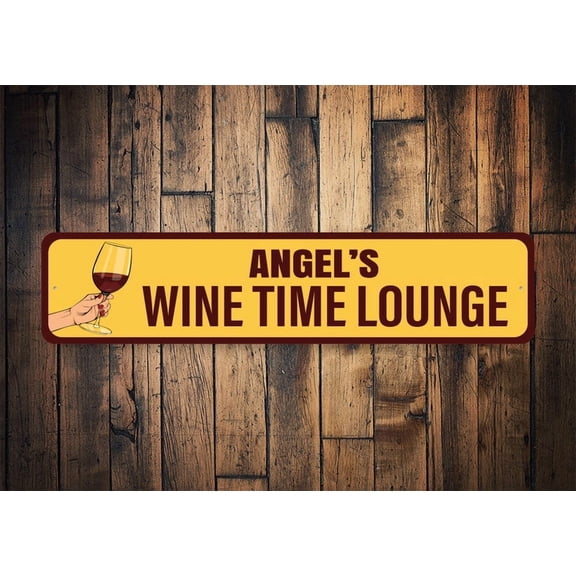 Wine Time Sign Wine Time Lounge Wine Lover Decor Decor For Wine Wine Kitchen Sign Kitchen Decor Mom Gift Sign For Mom Wine Bar Sign - Size: 16 x 4 Inches