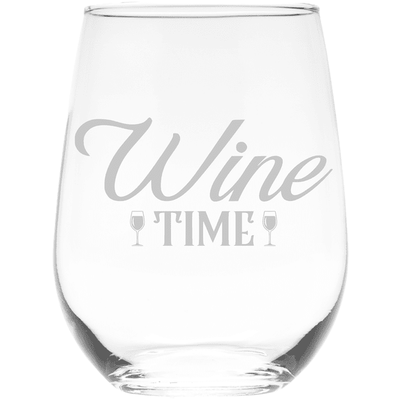 C&M Personal Gifts 17 oz Wine Time Stemless Wine Glass