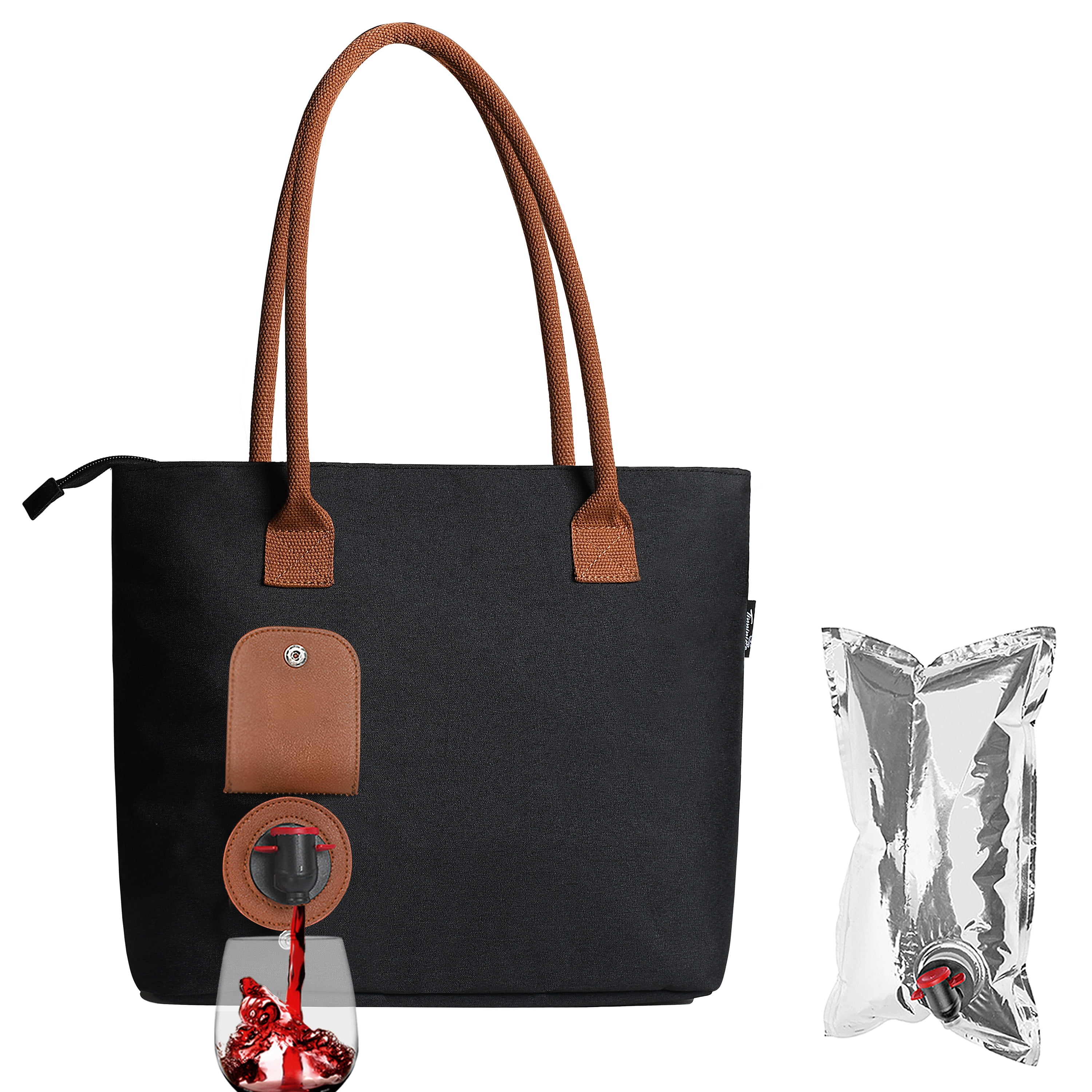 Amazon.com: PortoVino Tote Beach Bag - Canvas Wine Purse with Hidden Spout  and Dispenser Flask for Wine Lovers that Holds and Pours 2 bottles of Wine!  Traveling, Concerts, Bachelorette Party - Seabreeze: