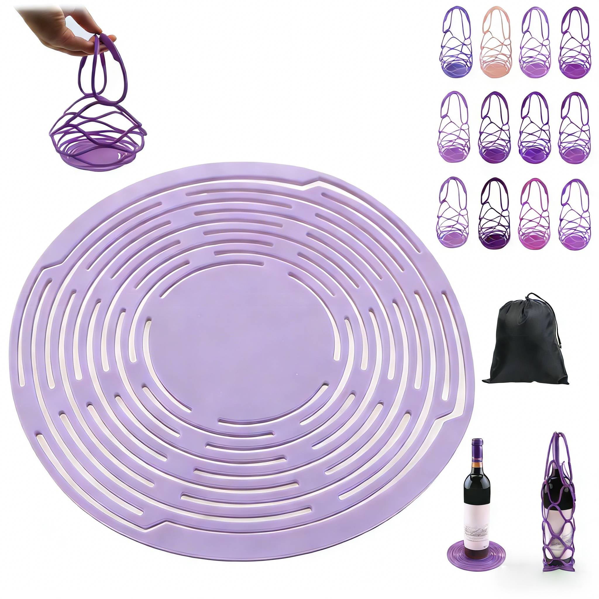 6-Pack Silicone Cup Coasters With Holder – Peach Fuzz Color – Octagonal & Dishwasher Safe