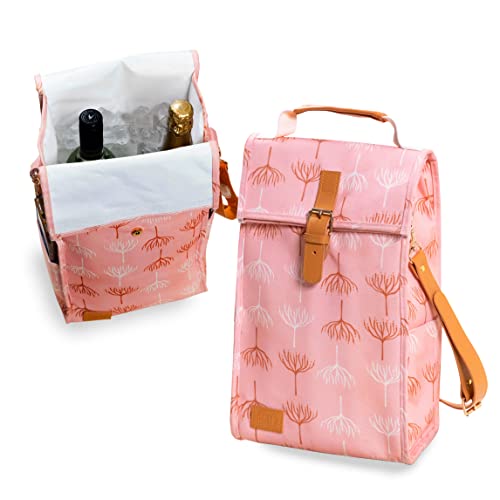 Wine Tote Bag and backpack for 2 Bottles Leakproof & Insulated (Printed