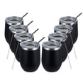 thumbnail image 1 of Wine Tumbler, 12oz 8 Pack Insulated Wine Tumbler with Lid and Straw, Double Wall Vacuum Stainless Steel for Cold & Hot Drinks, Black, 1 of 9