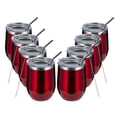 thumbnail image 1 of Wine Tumbler, 12oz 8 Pack Insulated Wine Tumbler with Lid and Straw, Double Wall Vacuum Stainless Steel for Cold & Hot Drinks, Red, 1 of 9