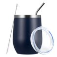 thumbnail image 1 of Wine Tumbler, 12oz Insulated Wine Tumbler with Lid and Straw, Double Wall Vacuum Stainless Steel for Cold & Hot DrinksNavy, 1 of 9