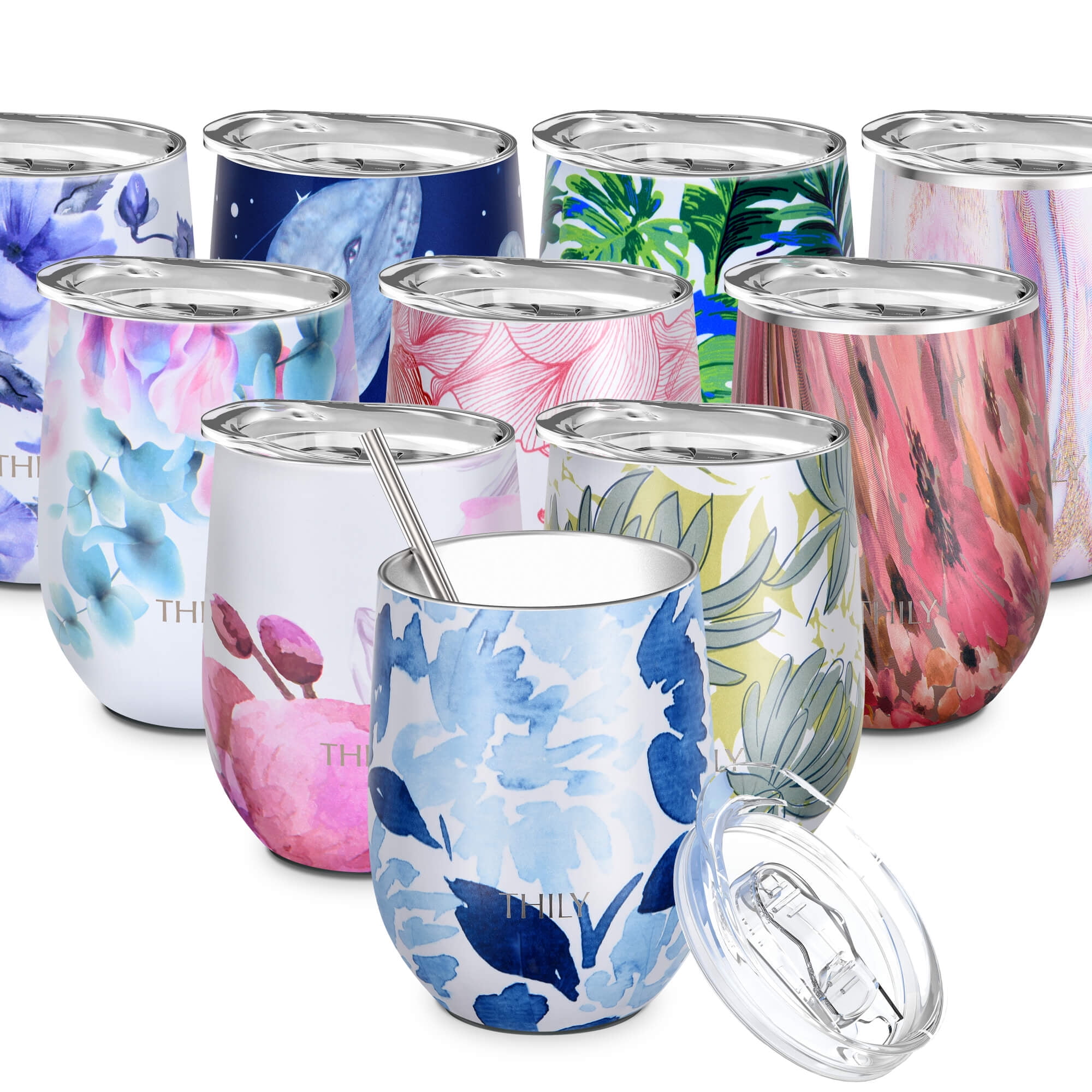 Flower 12 oz. Insulated Wine Glass — Dom Chi Designs