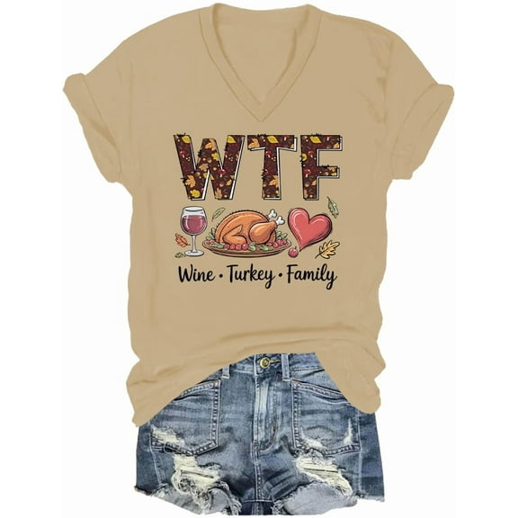 Wine Turkey Family Shirt Thanksgiving Turkey V Neck Tshirt Thanksgiving Shirts For Women Man