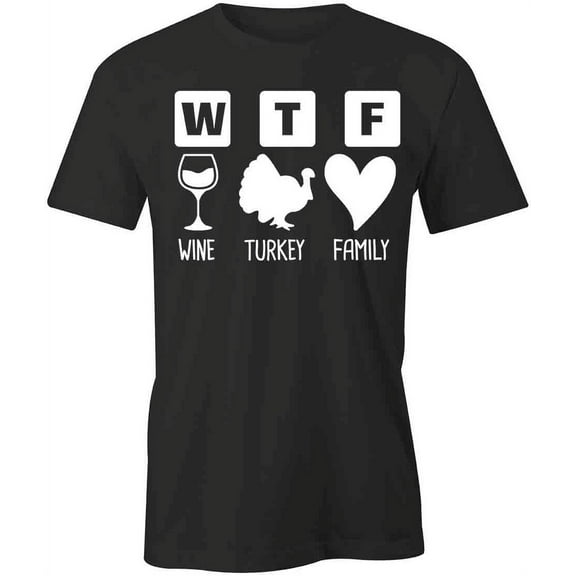 Wine Turkey Family T-Shirt | Cute Thanksgiving Black Tee Gift