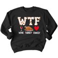 thumbnail image 1 of Wine Turkey Family Thanksgiving Dinner Funny Crewneck Sweatshirt, 2XL, Black, 1 of 6