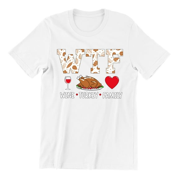 Wine Turkey Family Thanksgiving Dinner Funny Unisex Men's T-shirt For Men, M, White