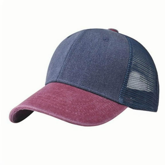 Wine Unisex Washed Baseball Hat With Color Match For Casual And Outdoor Use