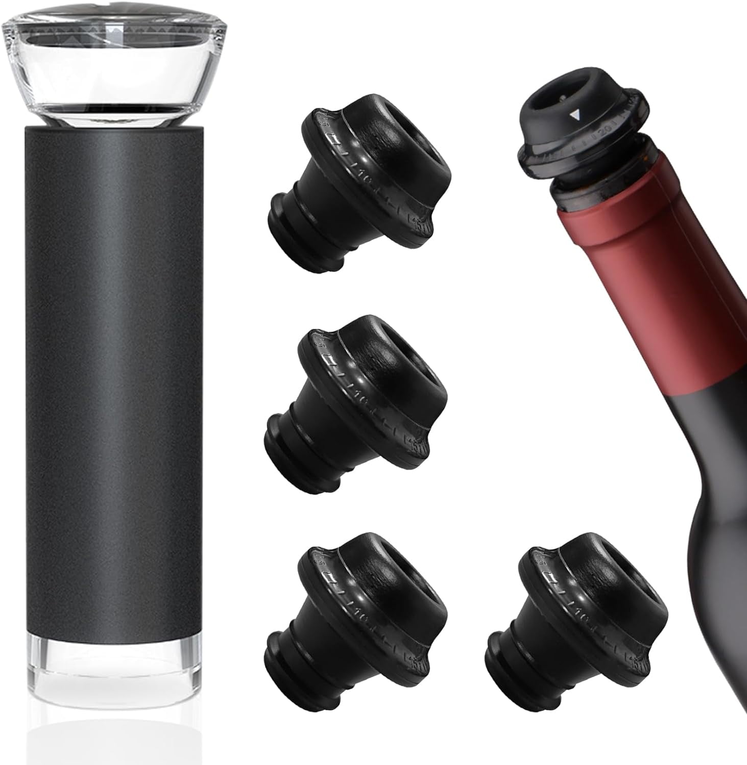 Wine Vacuum Preserver Set, Wine Saver Vacuum Pump with 4 Wine Bottle