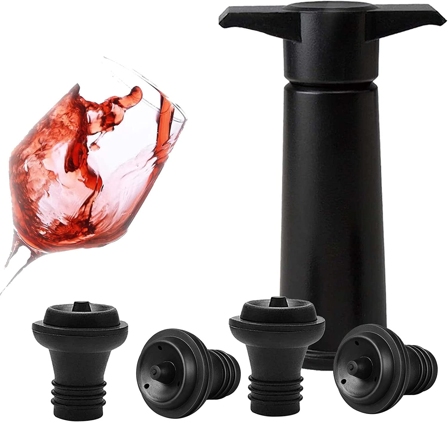 Wine Vacuum Pump and Stopper, Wine Saver Pump, Vacuum Wine Saver, Wine Bottle Sealer