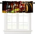 thumbnail image 1 of Wine Valance Curtain, Vintage Barrel Red Wine on Table Glasses Wine Grapes Windows Curtain Valance for Kitchen Dining Room Canteens Home Decor, One Panel 54x18in, 1 of 6