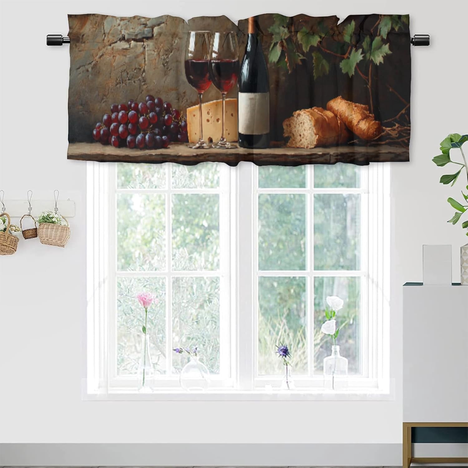Wine, Valance Curtains for Kitchen Dining Room Vintage Style ...
