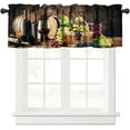 thumbnail image 1 of Wine Valance Curtains for Kitchen, Vintage Grapes Fruit Rustic Country Wooden Board Glass Bottle Print Blackout Window Valance for Cafe Bathroom Bedroom, 54x18in, 1 of 5