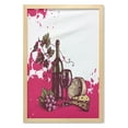 thumbnail image 1 of Wine Wall Art with Frame, Vintage Sketchy Art Cheese Alcoholic Drink Fruit Abstract Design, Printed Fabric Poster for Bathroom Living Room Dorms, 23" x 35", Olive Green Hot Pink, by Ambesonne, 1 of 2